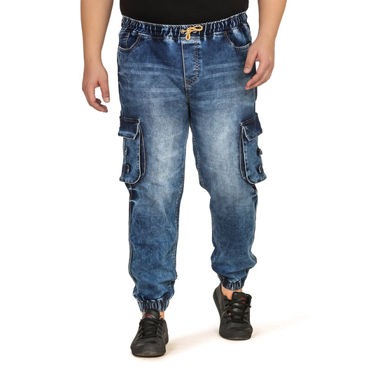 Kagad Jeans Men Regular and Plus Size Regular Fit Mid Blue Color Denim Jeans Jogger - Style Code "KGDJGR-406008