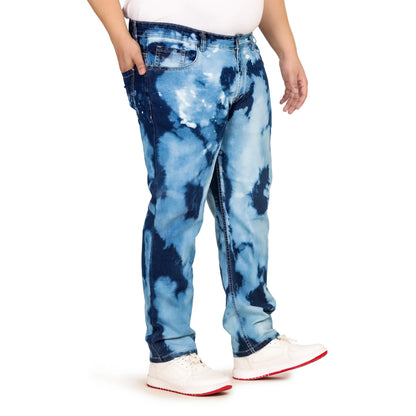 Kagad Jeans Men Plus Size Regular Fit Navy Light Blue Blasted Denim Jeans - Style Code "KGDJN-408021