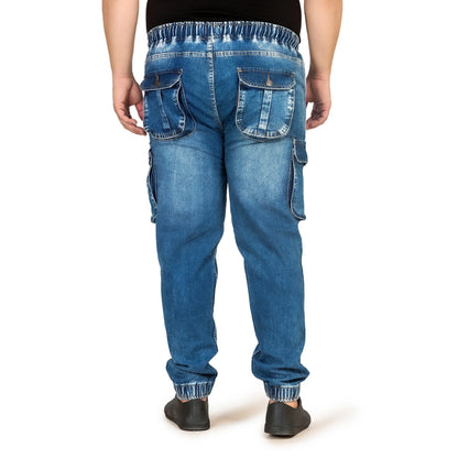 Kagad Jeans Men Regular and Plus Size Regular Fit Mid Blue Color Blast Denim Jeans Jogger - Style Code "KGDJGR-406003
