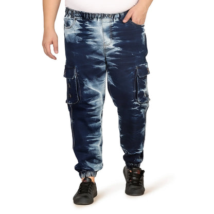 Kagad Jeans Men Regular and Plus Size Regular Fit Navy White Color Blast Denim Jeans Jogger - Style Code "KGDJGR-406002