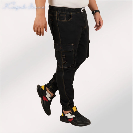 Kagad Jeans Mens Plus Size Loose Fit Black Color Denim Jogger - Style Code "KGDJGR-406052