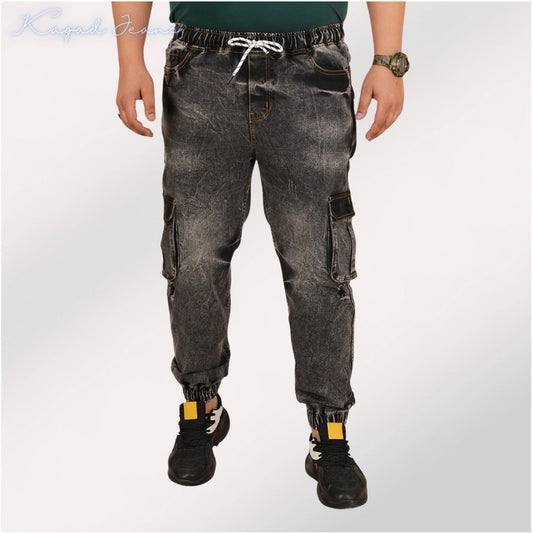 Kagad Jeans Mens Plus Size Loose Fit Charcoal Grey Color Denim Jogger - Style Code "KGDJGR-406054