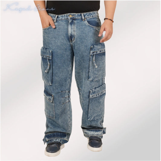 Men's Plus Size Denim Cargo KGDCR-406094