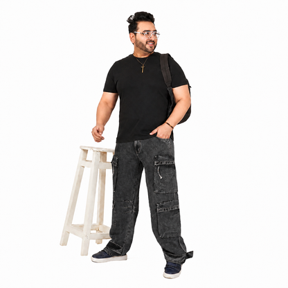 Men's Plus Size Denim Cargo KGDCR-406104