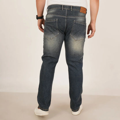 Kagad Jeans Mens Plus Size Regular Fit Aged Indigo Blue Color Denim Jeans - Style Code "KGDJN-406033