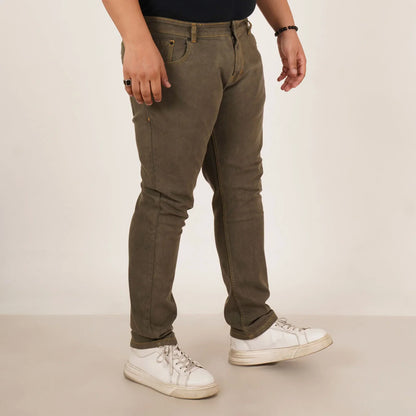 Kagad Jeans Mens Plus Size Regular Fit Army Green Color Denim Jeans - Style Code "KGDJN-406036