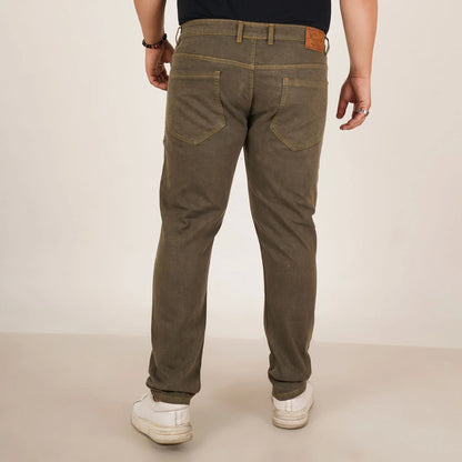 Kagad Jeans Mens Plus Size Regular Fit Army Green Color Denim Jeans - Style Code "KGDJN-406036