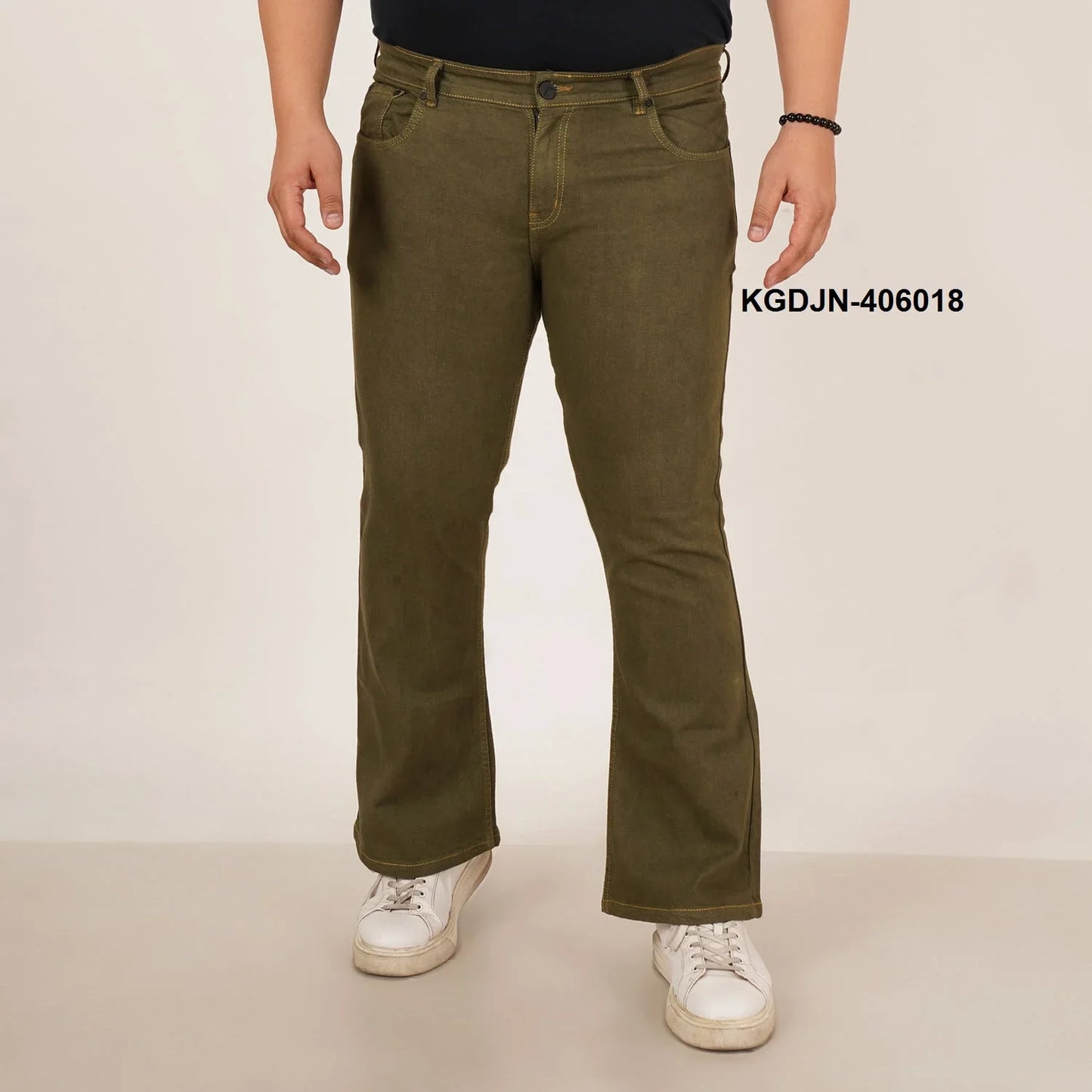 Kagad Jeans Mens Plus Size Boot Fit Army Green Color Denim Jeans - Style Code "KGDJN-406018