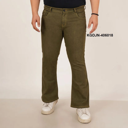 Kagad Jeans Mens Plus Size Boot Fit Army Green Color Denim Jeans - Style Code "KGDJN-406018