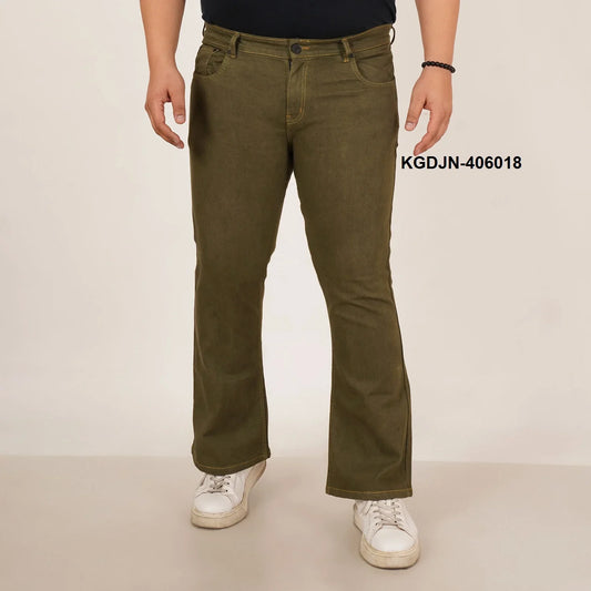 Kagad Jeans Mens Plus Size Boot Fit Army Green Color Denim Jeans - Style Code "KGDJN-406018