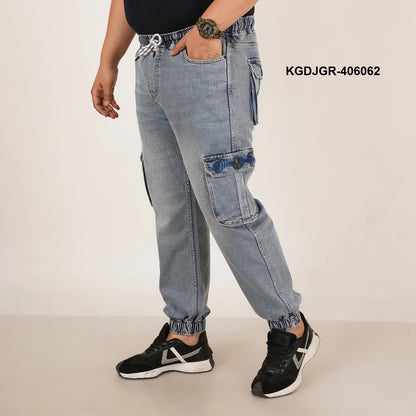 Kagad Jeans Mens Plus Size Loose Fit Water Blue Color Denim Jogger - Style Code "KGDJGR-406062