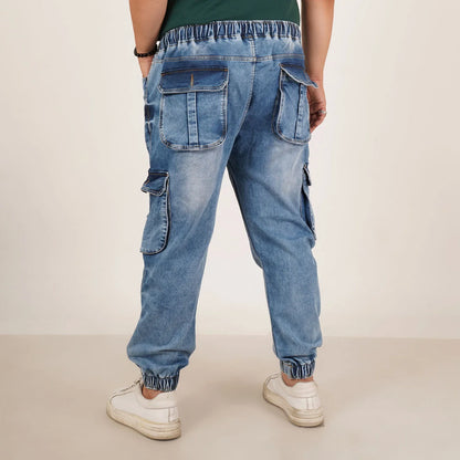 Kagad Jeans Mens Plus Size Loose Fit Light Blue Tint Color Denim Jogger - Style Code "KGDJGR-406059
