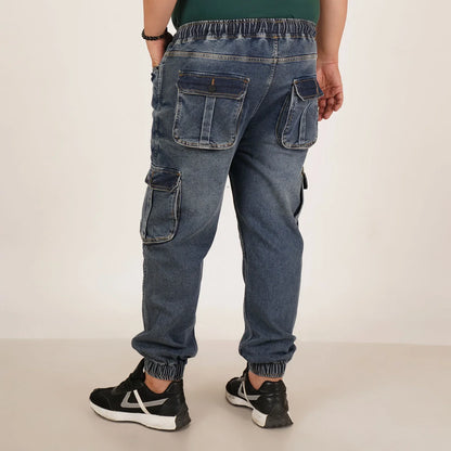 Kagad Jeans Mens Plus Size Loose Fit Faded Blue Tint Color Denim Jogger - Style Code "KGDJGR-406055