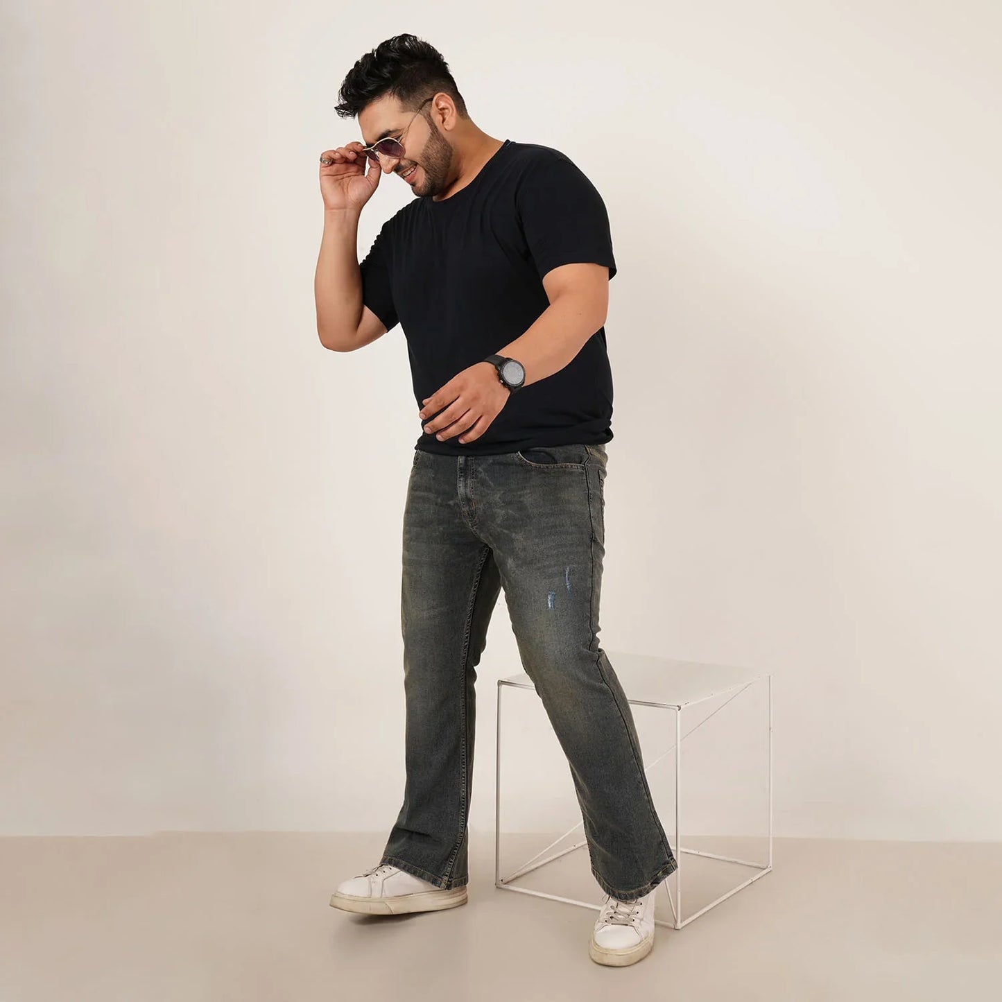 Kagad Jeans Mens Plus Size Boot Fit Dark Faded Blue Tint Color Denim Jeans - Style Code "KGDJN-406025
