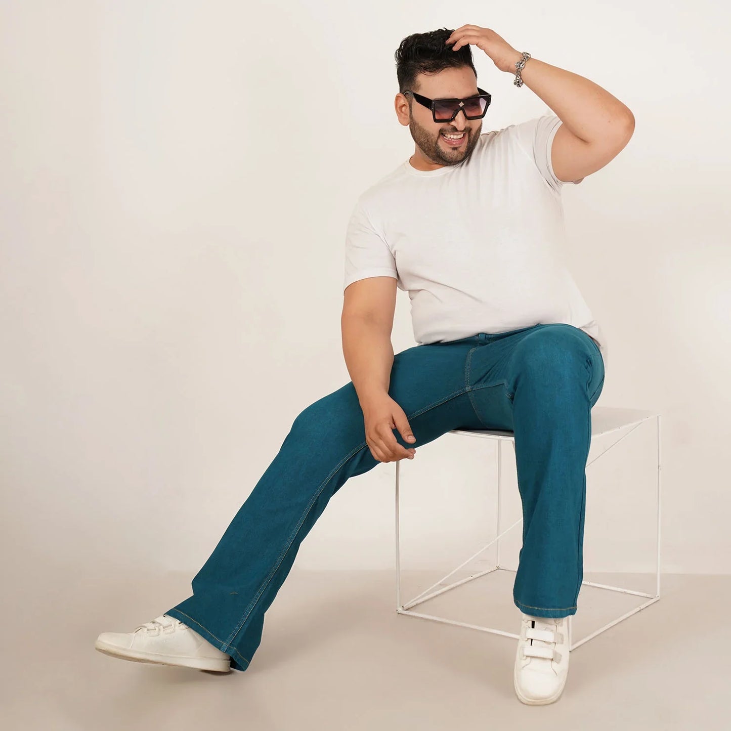 Kagad Jeans Mens Plus Size Boot Fit Colonial Blue Color Denim Jeans - Style Code "KGDJN-406019